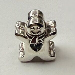 Retired Pandora Gingerbread Man Snowman Charm ALE S925 Winter threaded